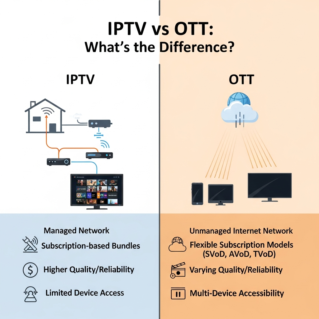 IPTV vs OTT What's the Difference Your Complete Guide